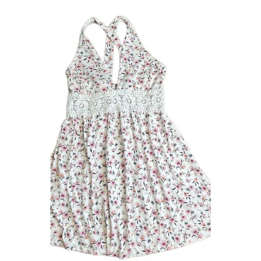 Love Squared Women White Floral Sun Casual Dress Size Medium *See Desc